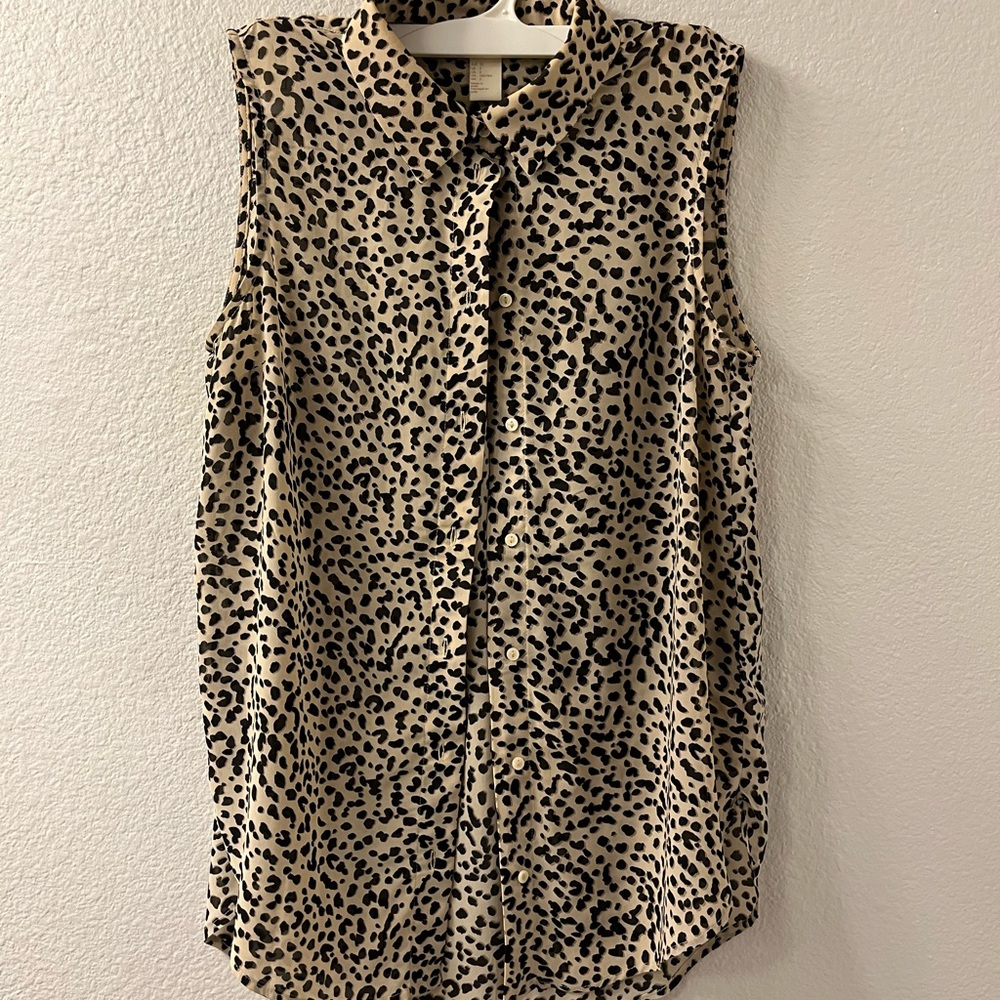 H&M Cheetah Print Sleeveless Blouse Size 2